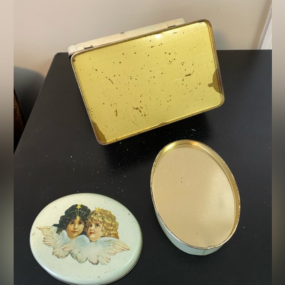 RARE Vintage Fiorucci Angel Cherub Tin Perfume Canisters/Containers:Cottage/Boho - Picture 4 of 11